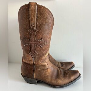 Ariat Fearless Cowboy Boots Western Cuban Heel Brown Leather Mens Size 9.5D